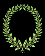 Laurel Wreath Green Gold Monogram Rug