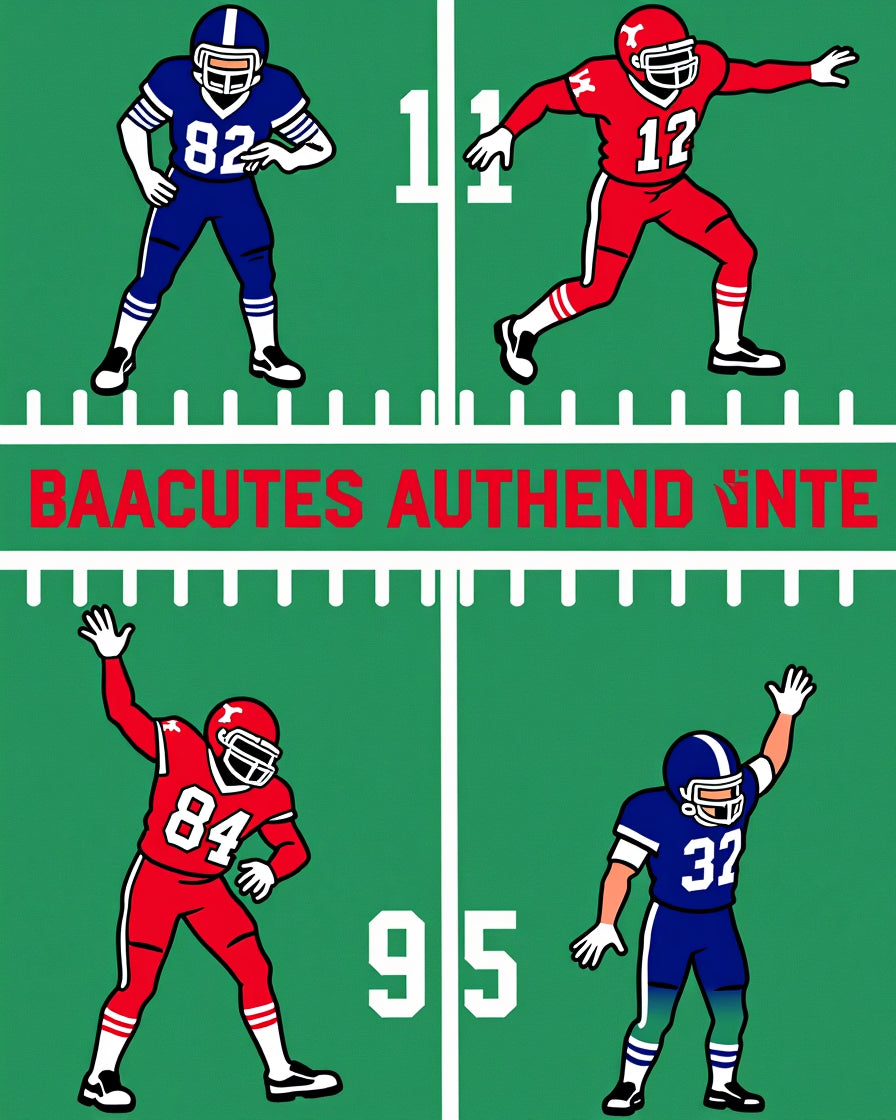 Vintage Football Players Action Field Rug