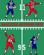 Vintage Football Players Action Field Rug