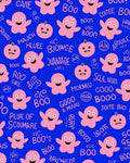 Pink Ghost Boos Royal Blue Field Rug