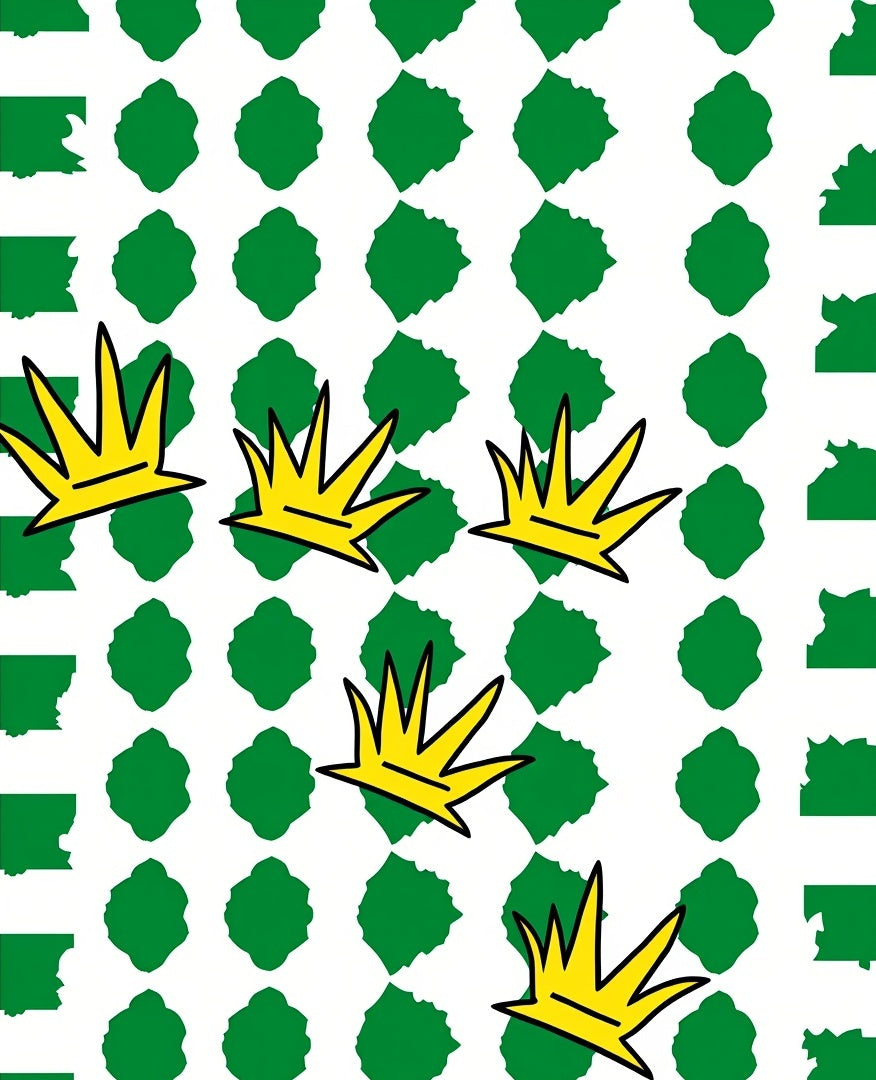 Yellow Crown Green Diamond Collage Rug