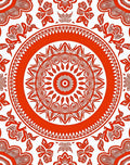 Vibrant Red Mandala Floral Ring Rug