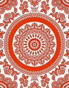 Vibrant Red Mandala Floral Ring Rug