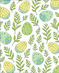 Whimsical Green Egg Branch Pattern Rug