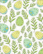 Whimsical Green Egg Branch Pattern Rug