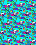 Psychedelic Skull Whimsical Flowing Vines Rug