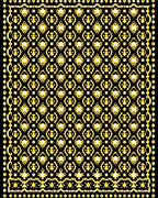 Geometric Golden Medallion Black Rug