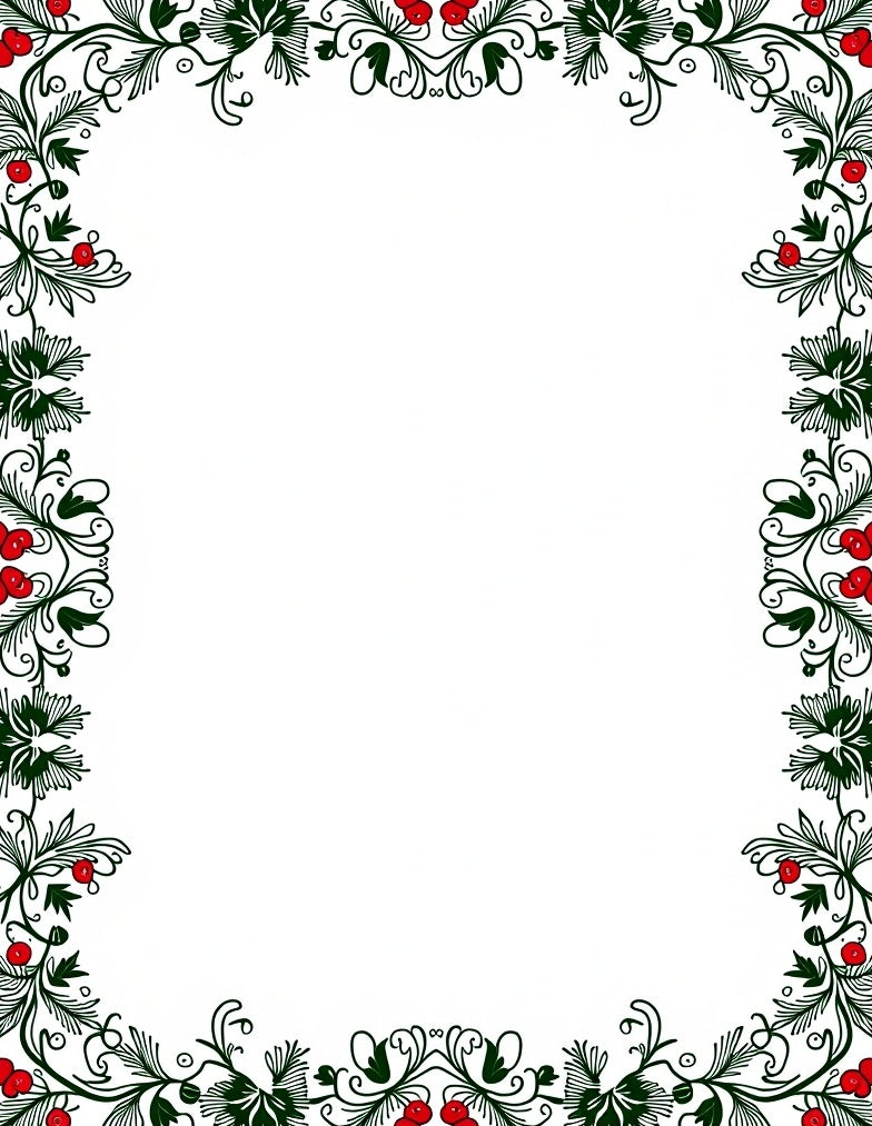 Festive Red Berry Greenery Border Rug