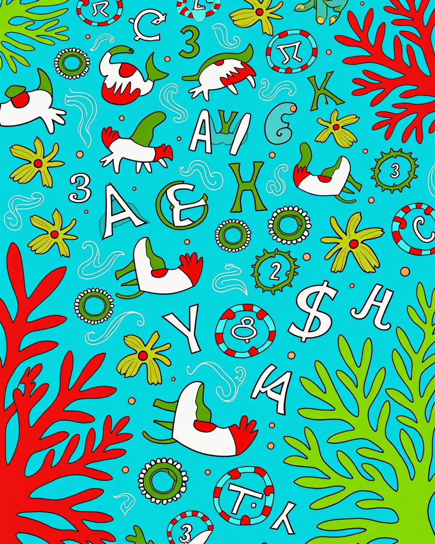 Whimsical Sea Creature Alphabet Medley Rug