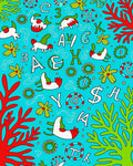 Whimsical Sea Creature Alphabet Medley Rug