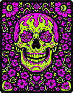 Neon Skull Floral Fiesta Rug