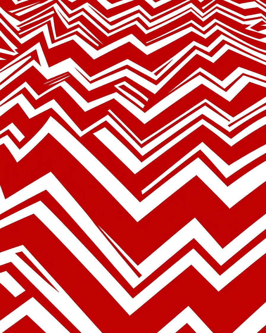 Bold Red White Jagged Lines Rug