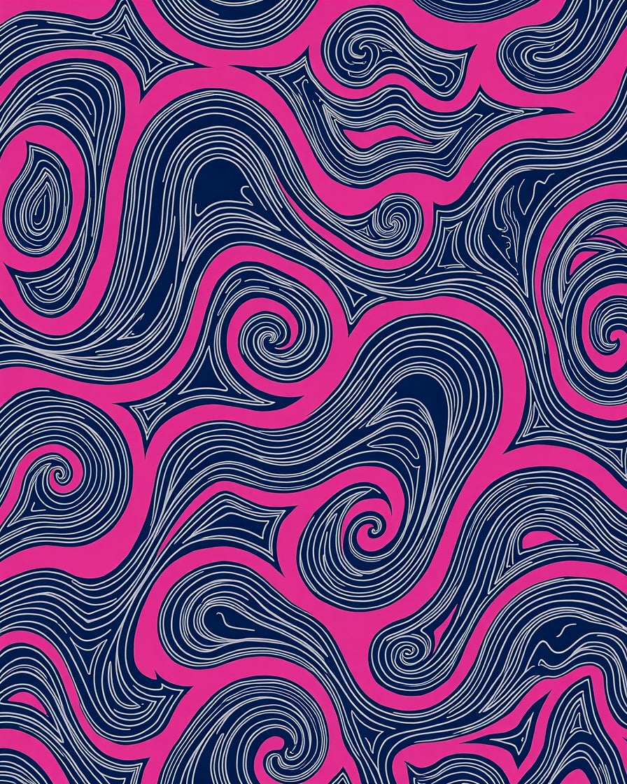 Vibrant Pink Swirl Organic Flow Rug