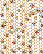 Whimsical Yellow Bee Honeycomb Artwork Rug