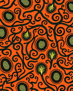 Vibrant Orange Floral Vine Swirl Rug