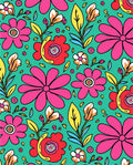 Retro Pink Floral Garden Charm Rug
