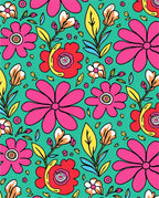 Retro Pink Floral Garden Charm Rug