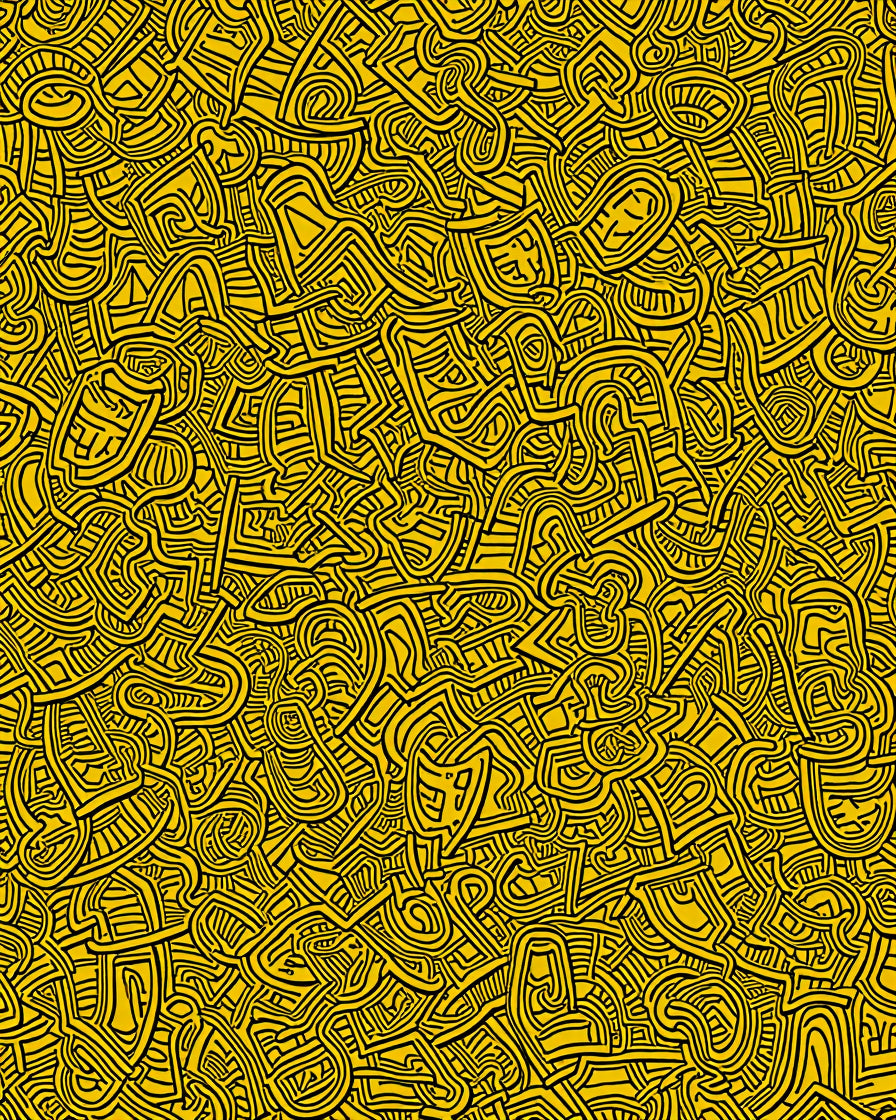 Labyrinth Black Yellow Scribble Rug