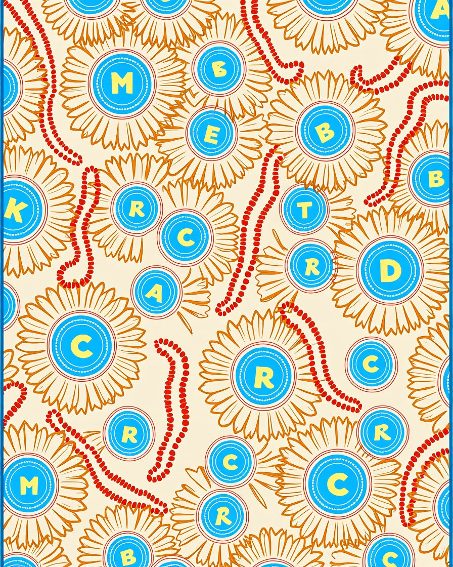 Beaded Rosette Letter Accents Rug