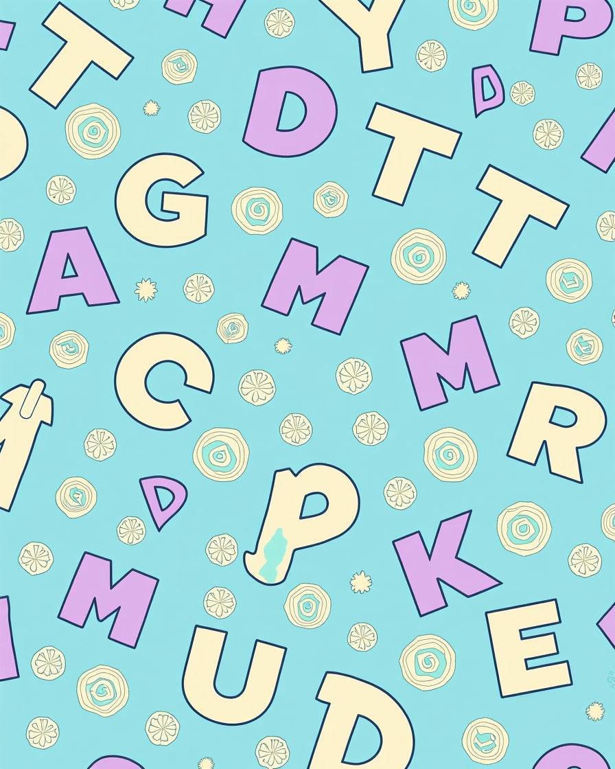 Pastel Alphabet Scatter Floral Rug