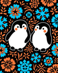 Whimsical Penguin Snow Flake Garden Rug