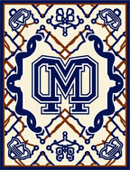 Navy Blue Ivory Medallion Collage Rug