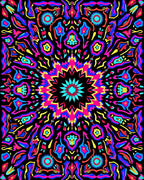 Vibrant Psychedelic Starburst Mandala Rug
