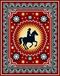 Crimson Horse Rider Sunburst Medallion Rug