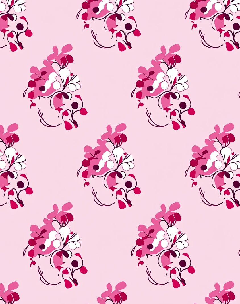 Pink Floral Sprig Arrangement Rug
