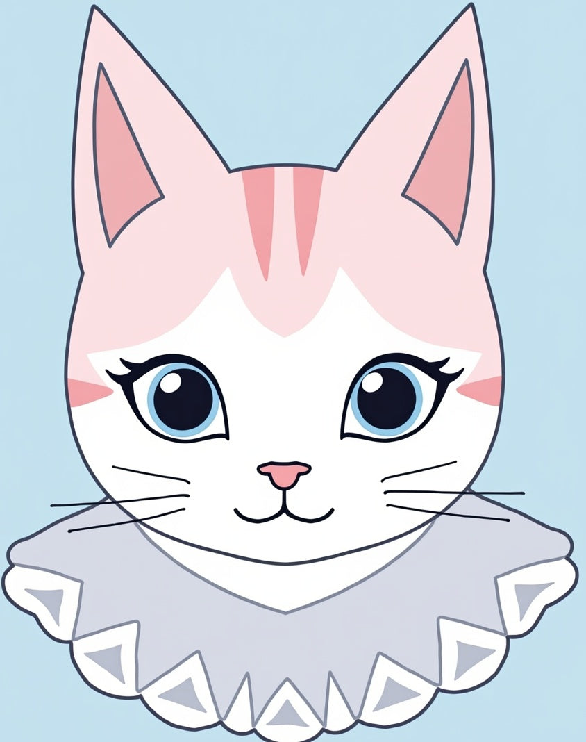 Pink Striped Cat Blue Eyed Collar Rug
