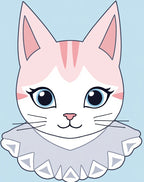 Pink Striped Cat Blue Eyed Collar Rug