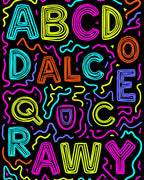 Neon Alphabet Confetti Rug