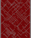 Crimson White Fissured Abstract Rug