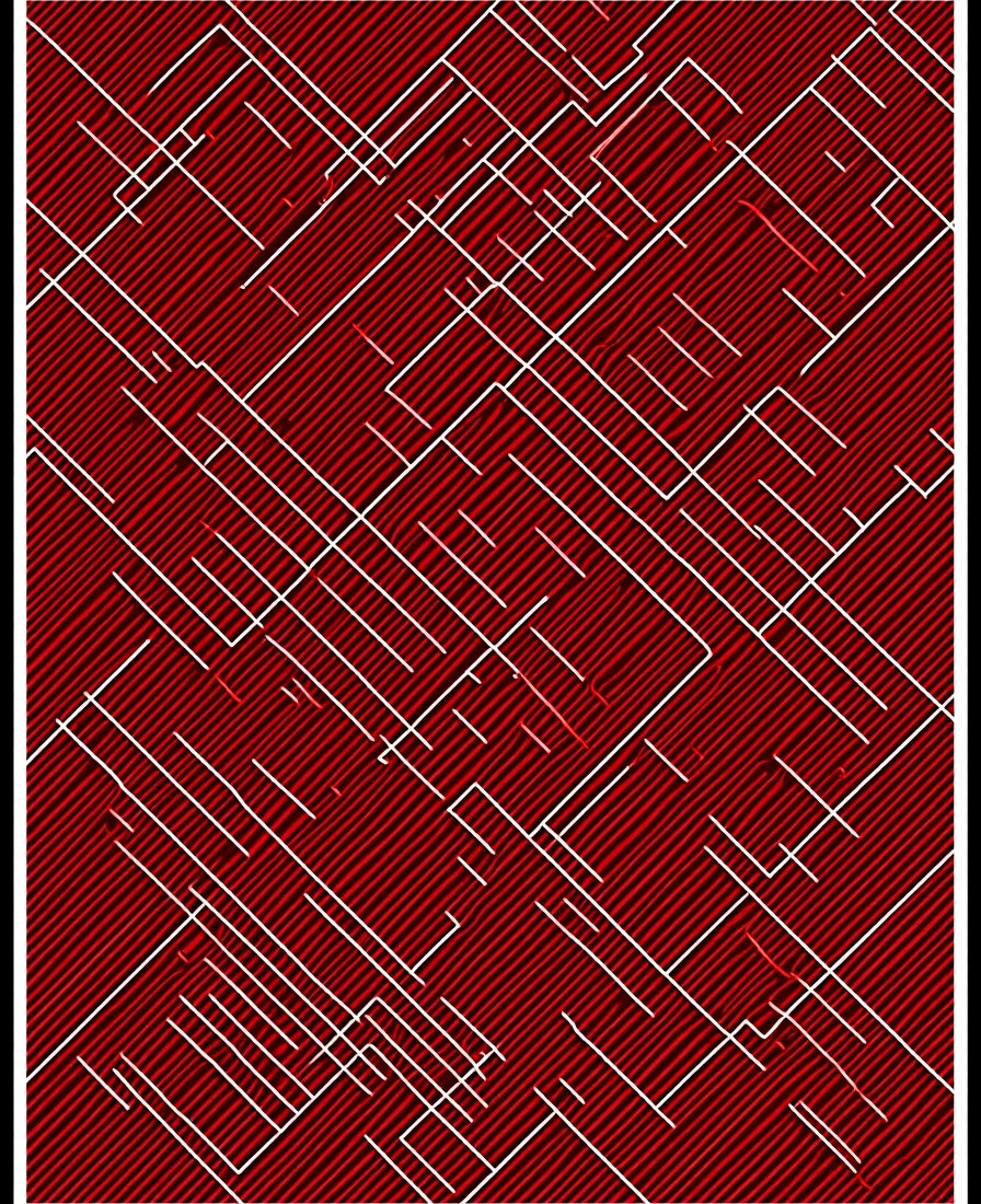 Crimson White Fissured Abstract Rug