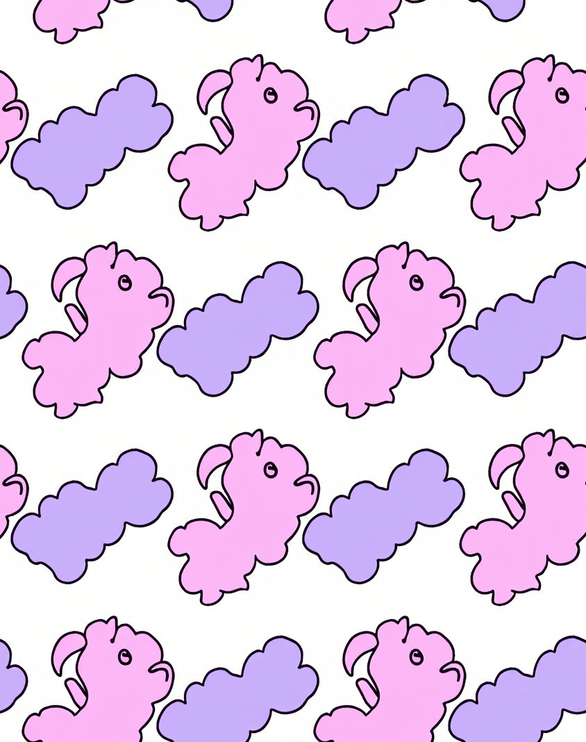 Pink Purple Cloud Animal Repeat Rug