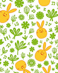 Playful Yellow Bunny Greenery Alphabet Rug