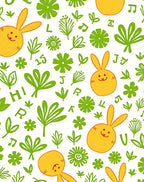Playful Yellow Bunny Greenery Alphabet Rug