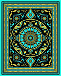 Turquoise Yellow Sunburst Mandala Rug