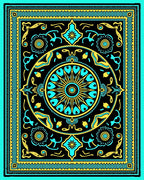 Turquoise Yellow Sunburst Mandala Rug