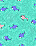 Aqua Blue Dolphin Swirls Rug