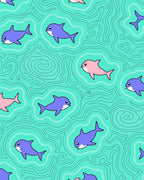 Aqua Blue Dolphin Swirls Rug