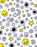 Yellow Smile Stars Clouds Swirls Rug