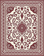 Crimson Floral Medallion Paisley Rug