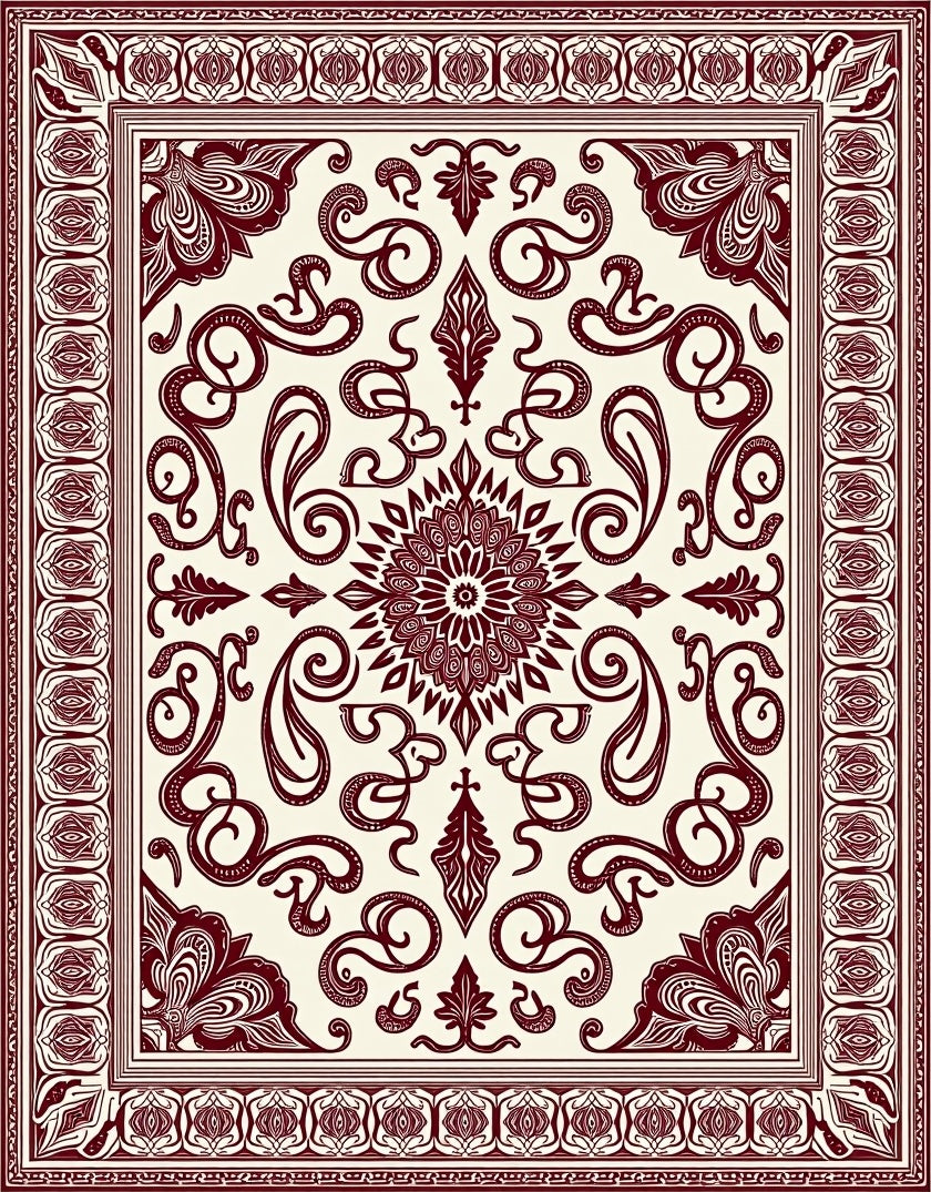 Crimson Floral Medallion Paisley Rug