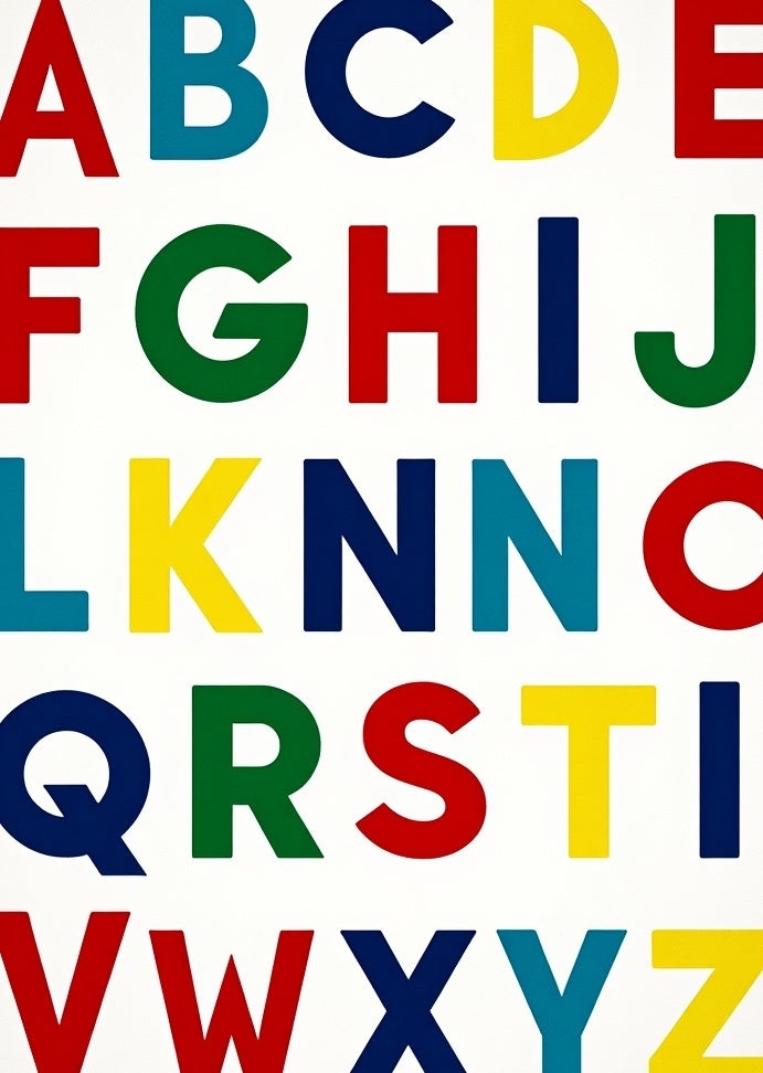 Bright Primary Color Alphabet Typography Rug