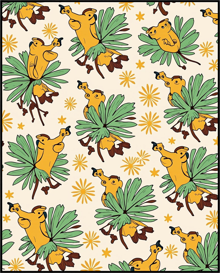 Whimsical Yellow Bird Floral Meadow Rug