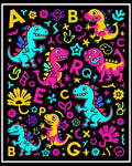Retro Colorful Dinosaurs Alphabet Fun Rug