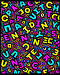 Vibrant Alphabet Chaos Swirl Rug