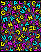 Vibrant Alphabet Chaos Swirl Rug