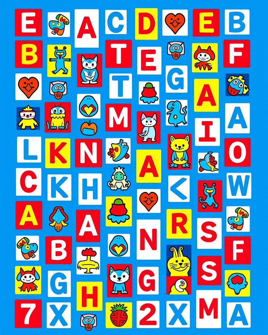 Alphabet Animals Colorful Squares Rug